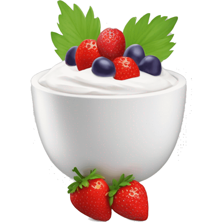 fruit yogurt bowl with strawberries and grapes emoji