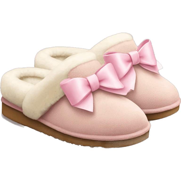 ugg slippers with light pink bows on the back emoji