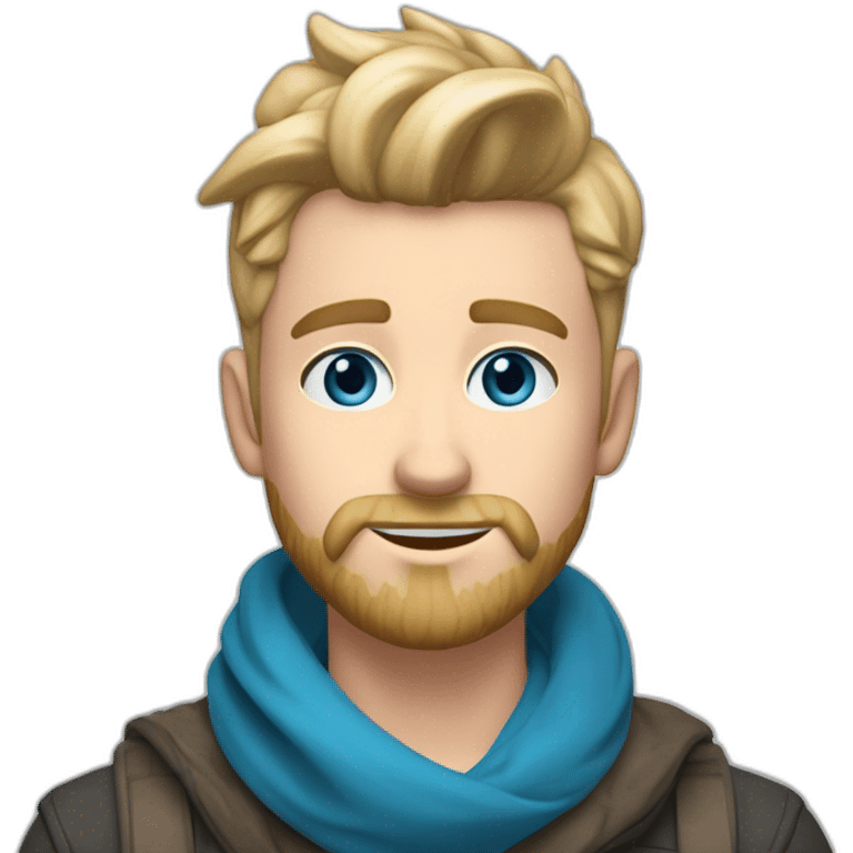 blond-guy-with-taper-fade,-straight-tiktok-guy-front-and-top-of-hair-and-dark-blonde-beard-and-blue-eyes-and-big-nose-and-scarf-on-the-middle-of-forehead emoji