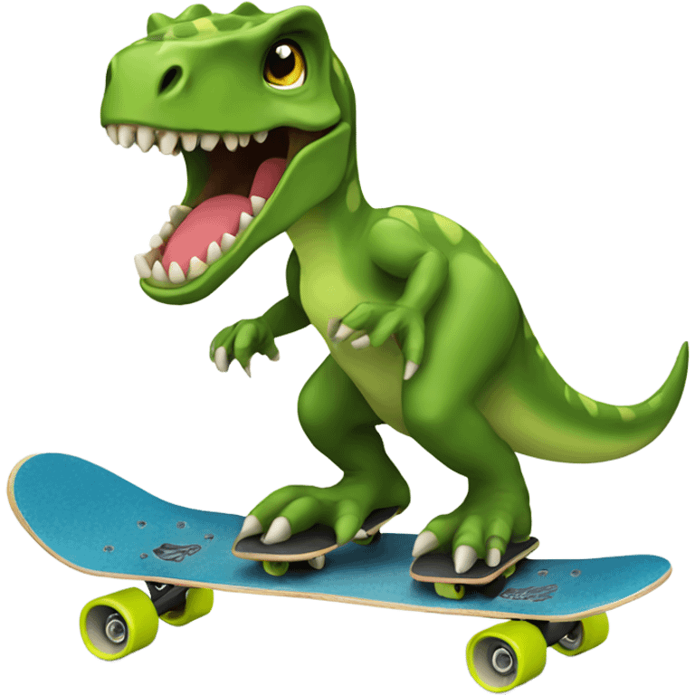 Dinosaur skate boarding  emoji