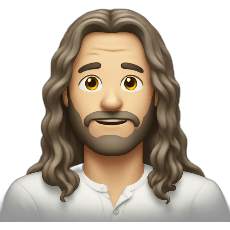 A man with long hair who is drunk emoji