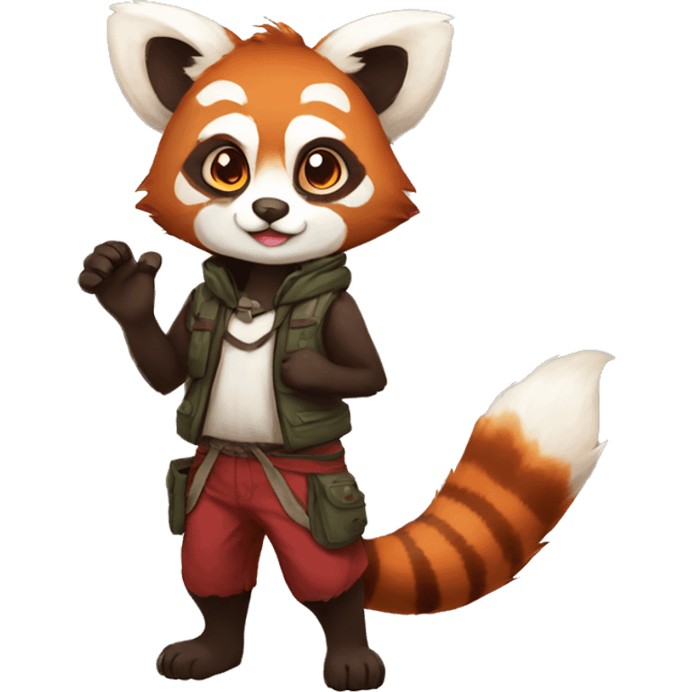 Anthro, Red Panda, Transformice-style, full body emoji