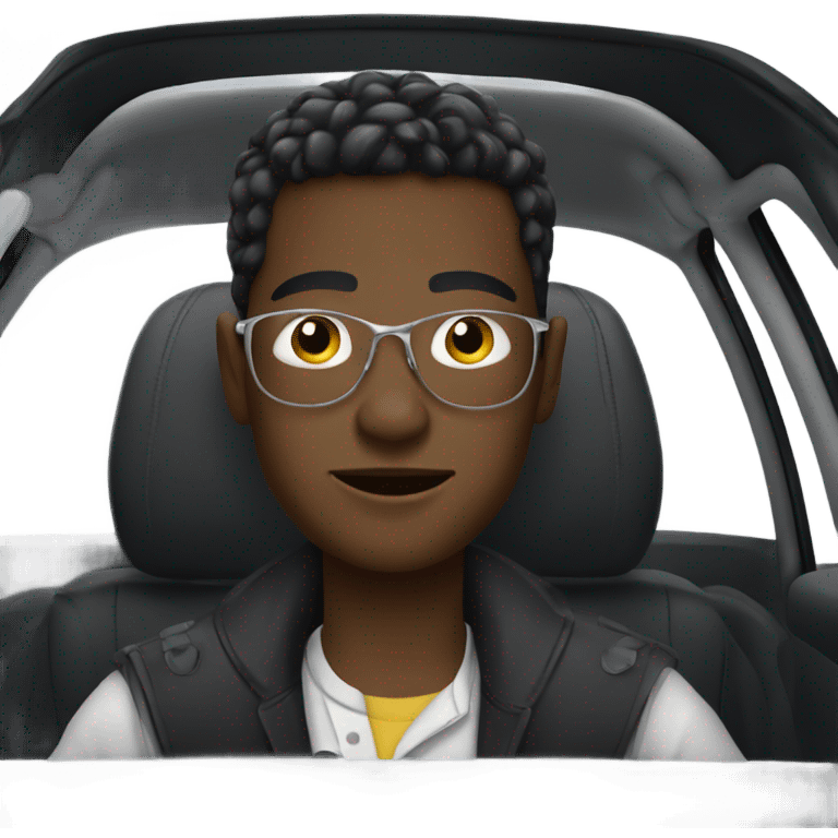 stylish boy in car interior emoji