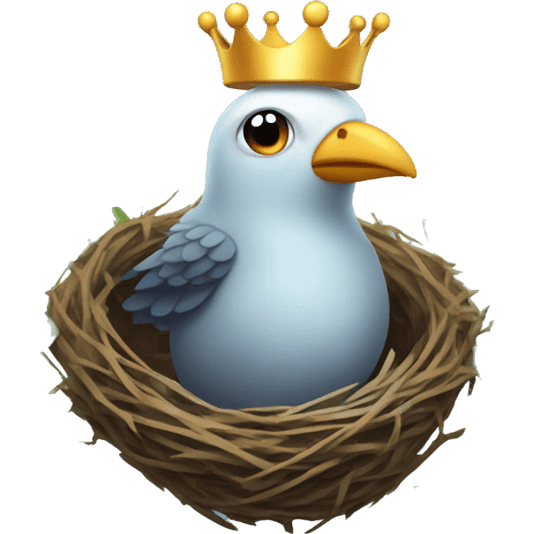 Birdy with crown in nest emoji