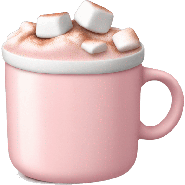 Light Pink mug of hot chocolate with marshmallows  emoji