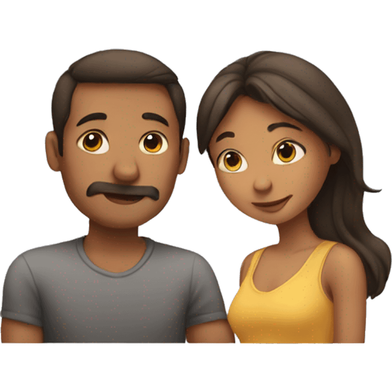 Man and Woman kissing front their kids emoji