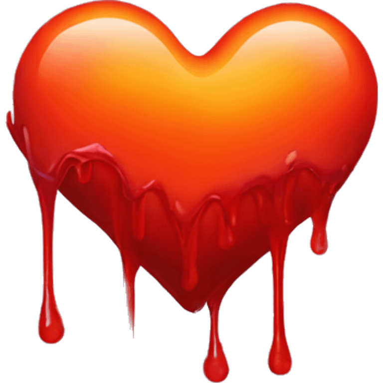 bleeding red heart shape glowing red-orange emoji