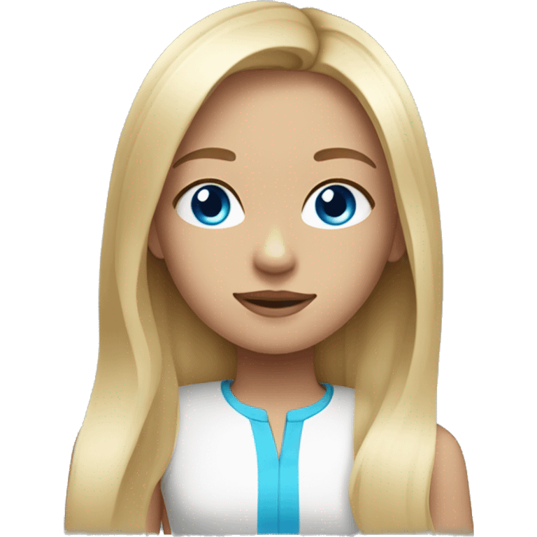 Young girl Blonde and straight hair with blue eyes emoji