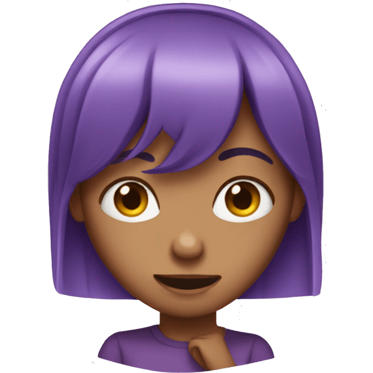 Purple haired girl covering ears emoji