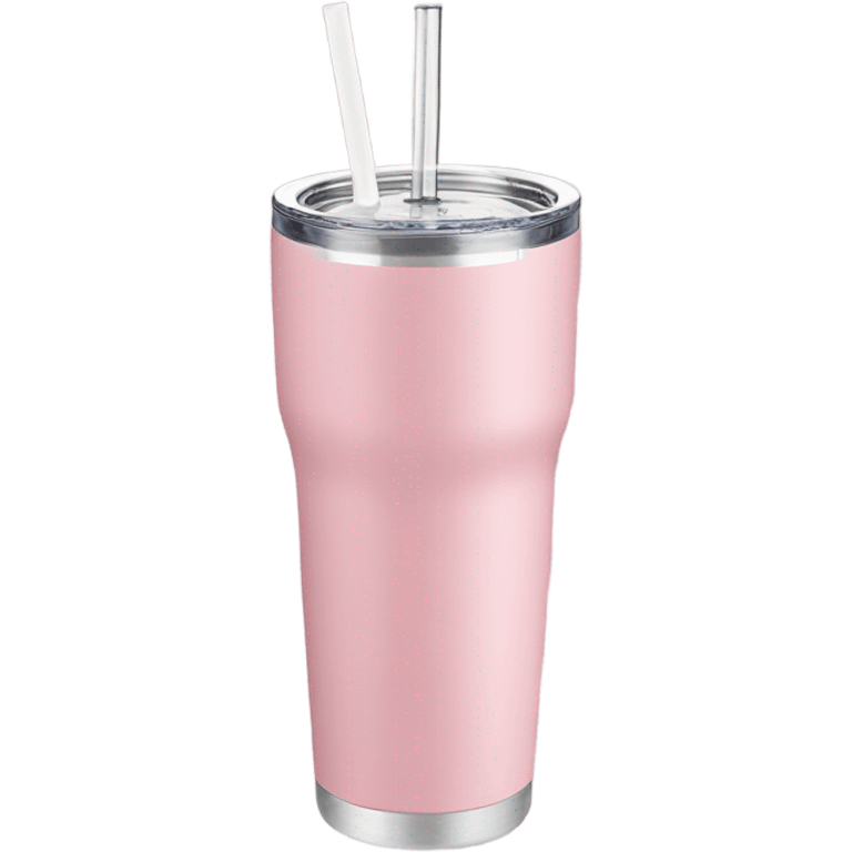 Light pink 40 oz tumbler with handle and straw emoji