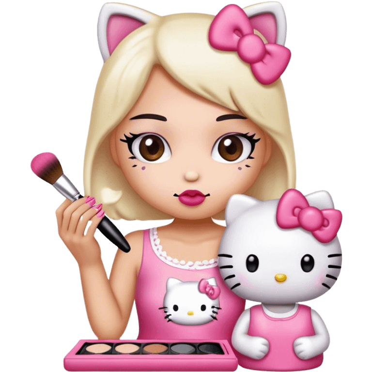 Hello kitty putting on makeup  emoji