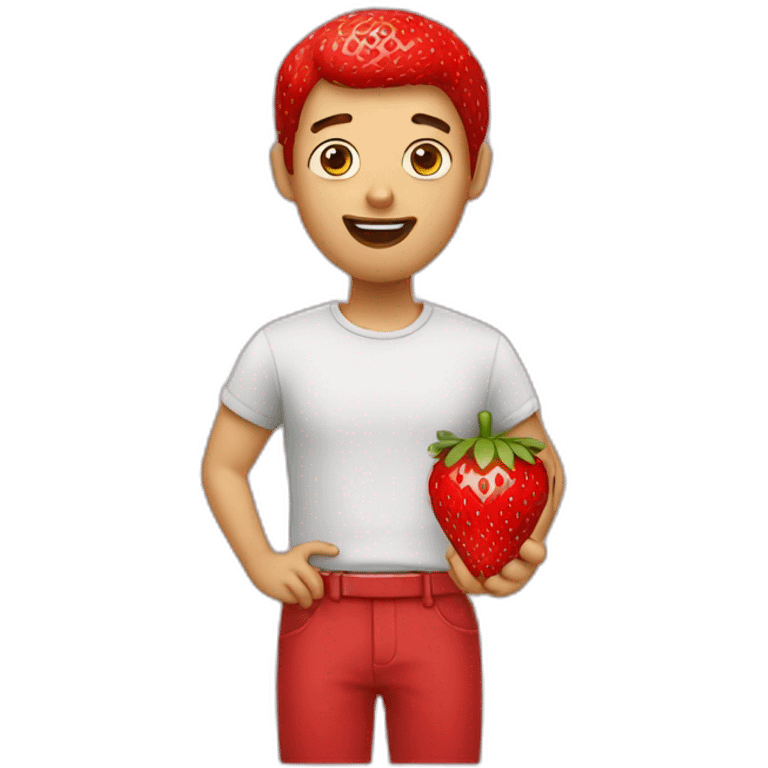 Guy eating a strawberry  emoji