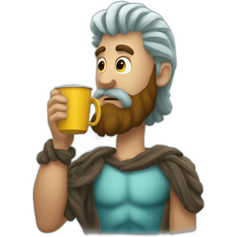 Poseidon drinks coffee emoji