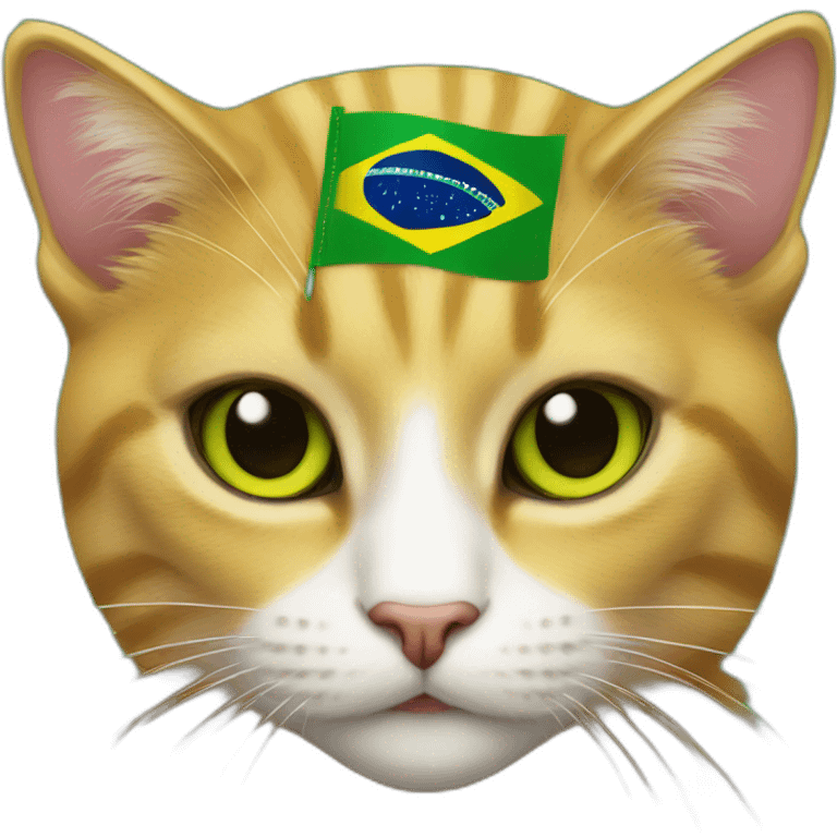 Cat with Brazil flag hat emoji