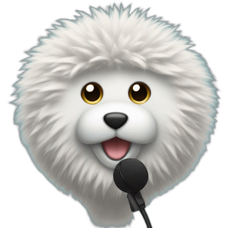 fluffy talking to microphone emoji