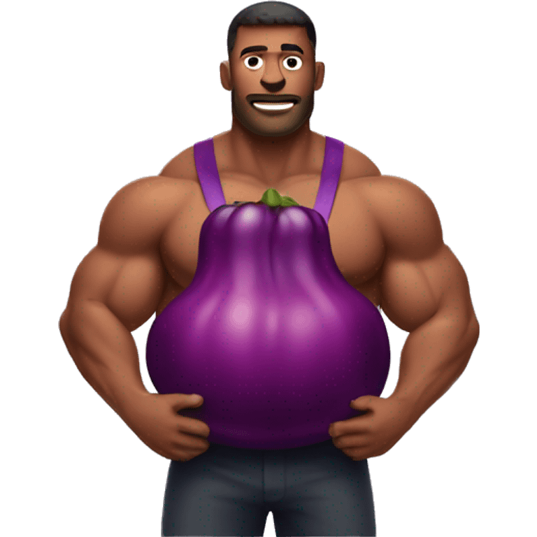  Big muscular man with a red eggplant  emoji