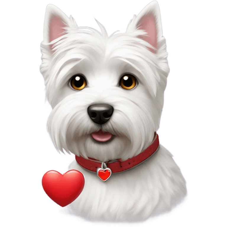 westie with collar that has red heart on it emoji