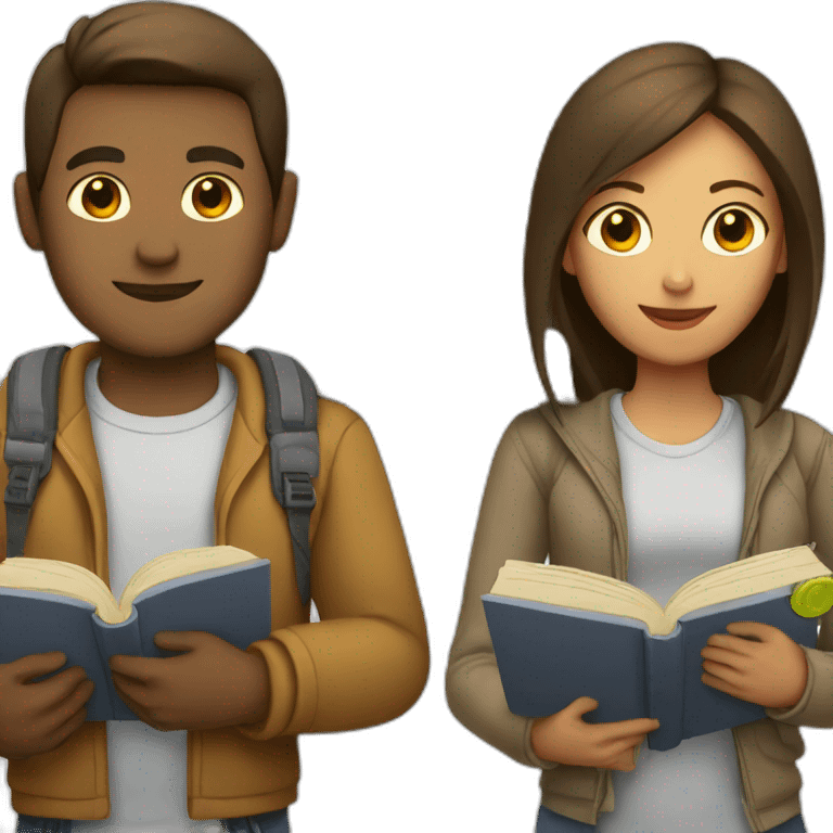 Male and female holding books  emoji