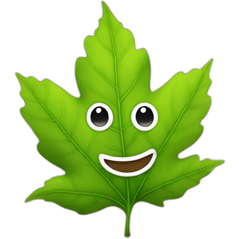 Leaf with a smile emoji