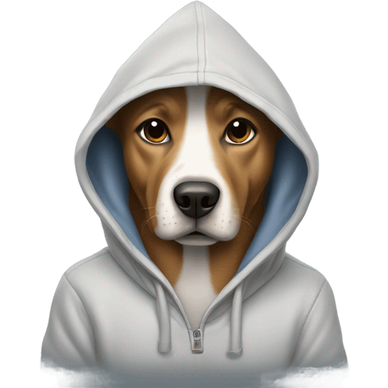 Dog wearing hoddie emoji