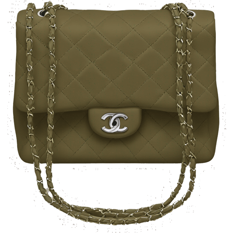 Chanel double flap bag dark khaki emoji