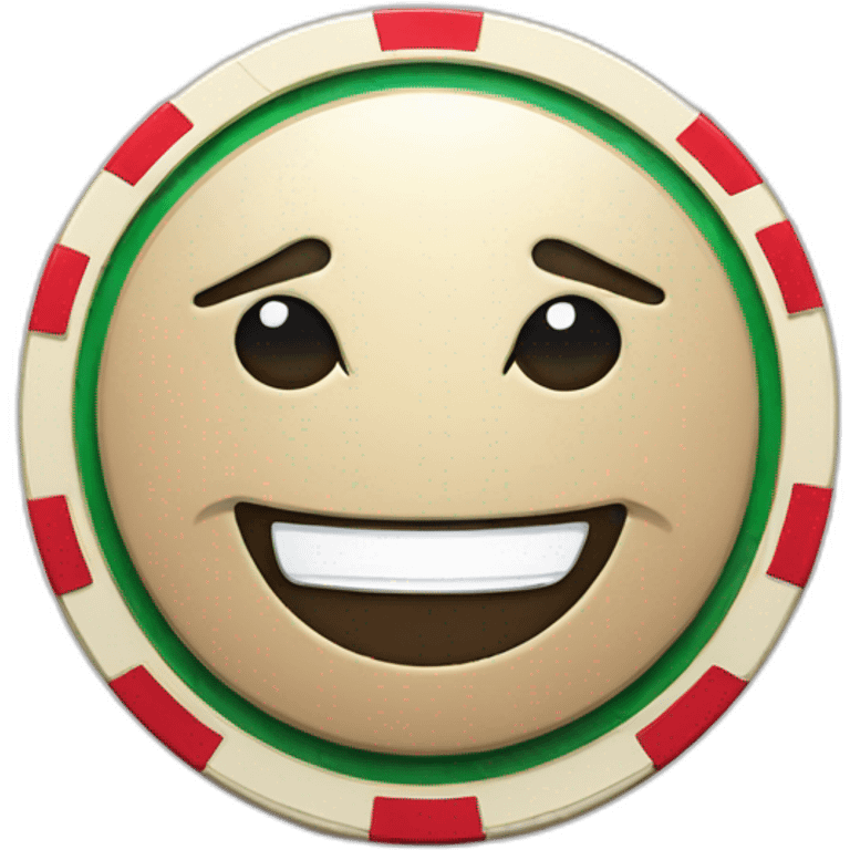 a casino chip with cartoon face emoji