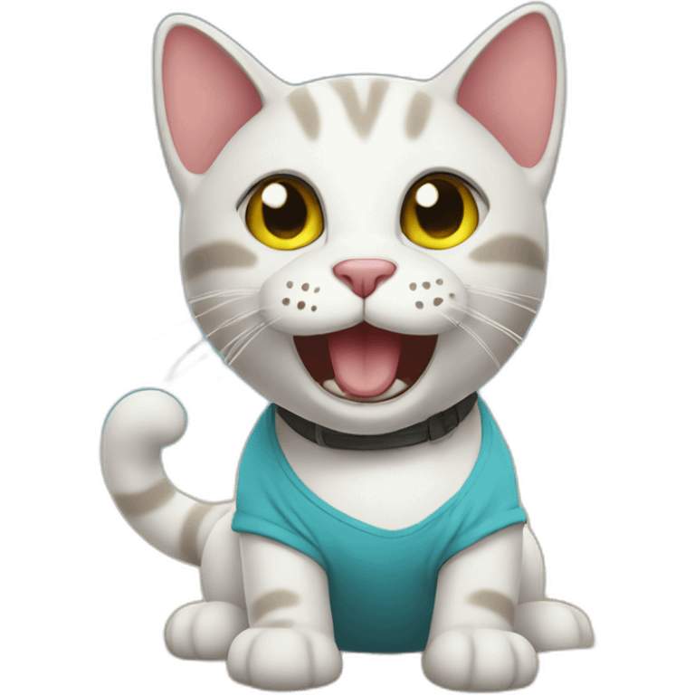 happy cat with t-shirt on the beach emoji