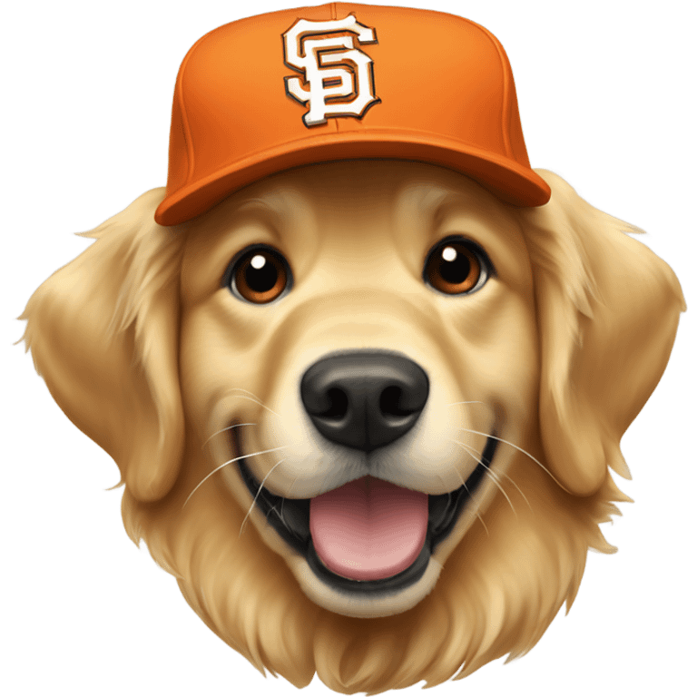 Golden retriever with sf giants hat emoji