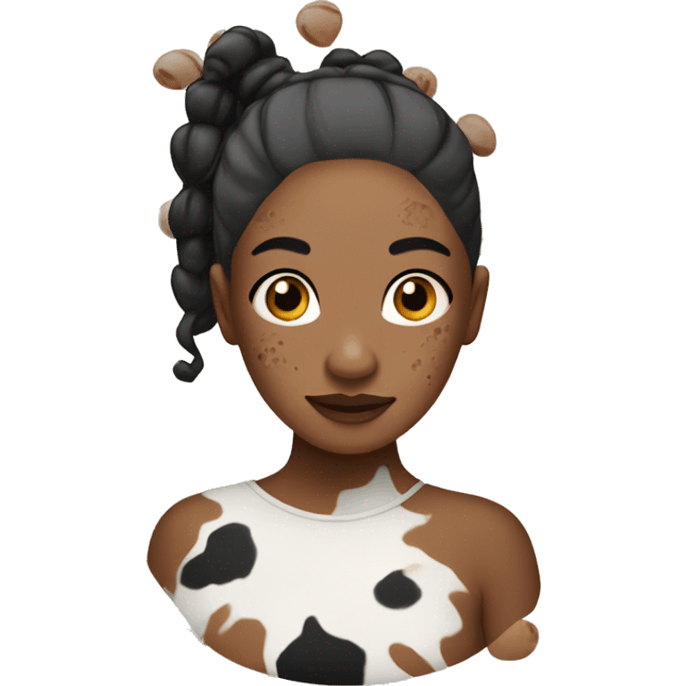 Woman with vitiligo that has a horse on their head ￼ emoji