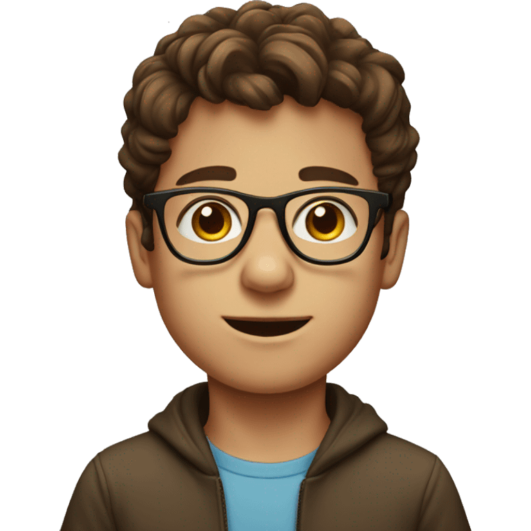 brown haired boy portrait with glasses  emoji