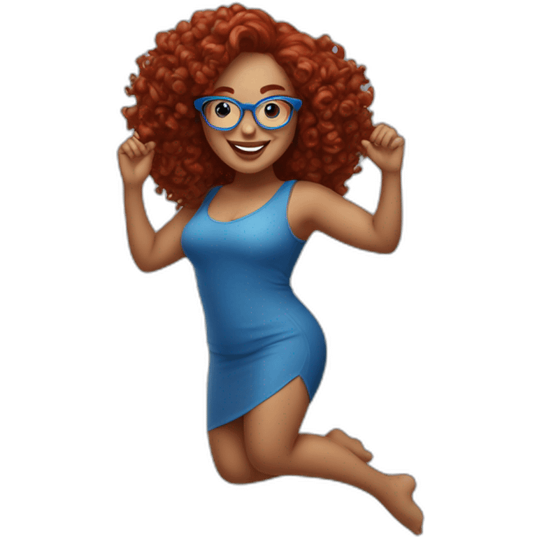 a-curvy-girl-with-dark-red-curly-hair-and-blue-glasses dancing emoji