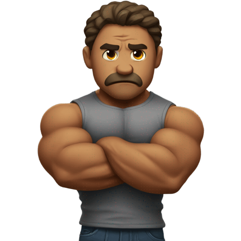 sad emoji with biceps emoji