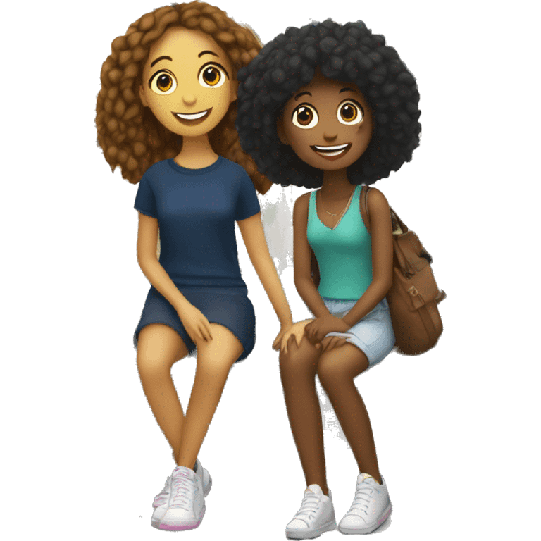 A girl hanging out with her friend at paris emoji