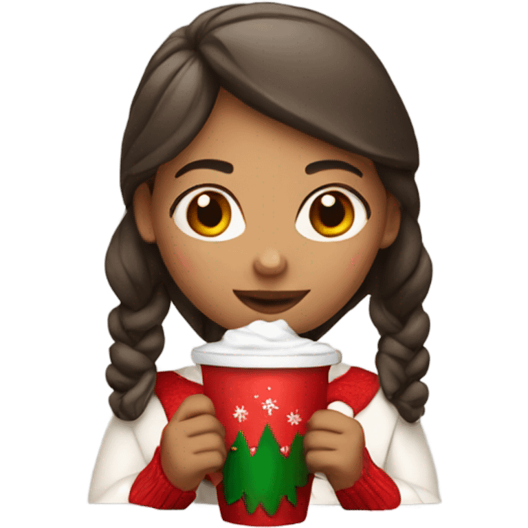 girl with Christmas cup emoji