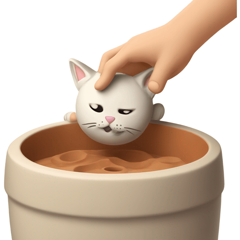 Cat making ceramic pot emoji