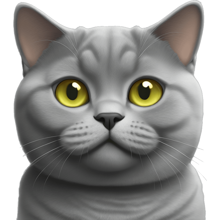 grey british shorthair cat with greenish yellow eyes  emoji