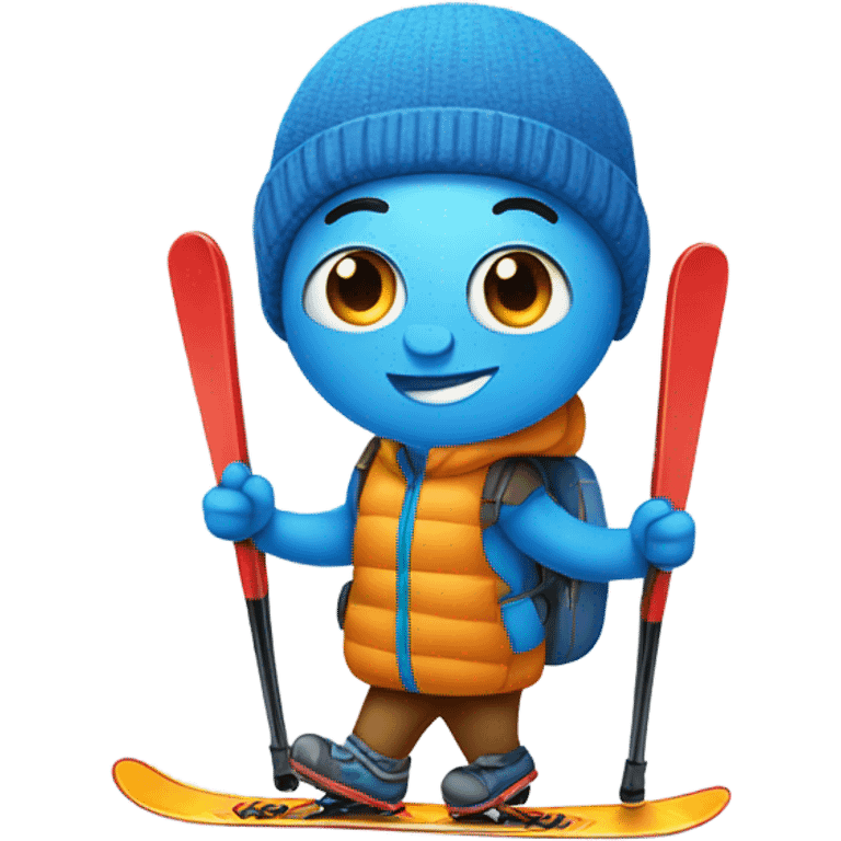 Blue peanut on skis emoji