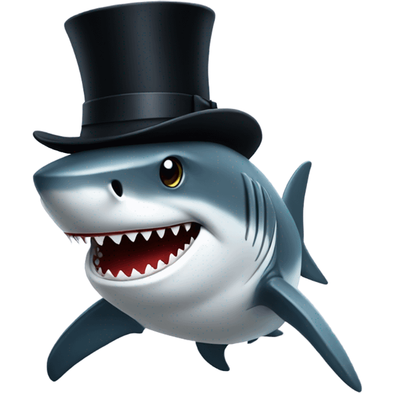 Shark with a top hat emoji