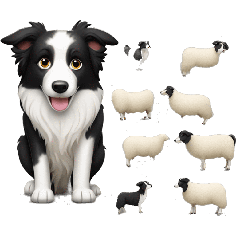 Border collie herding sheep emoji