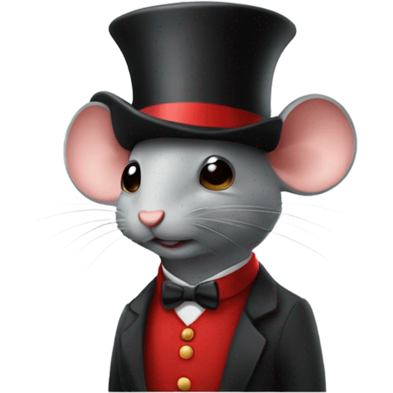 A mouse wearing a red vest and a red bowler hat emoji