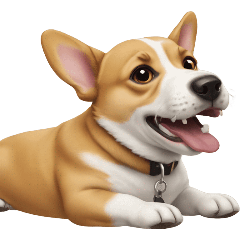 Corgi biting a pitbull emoji