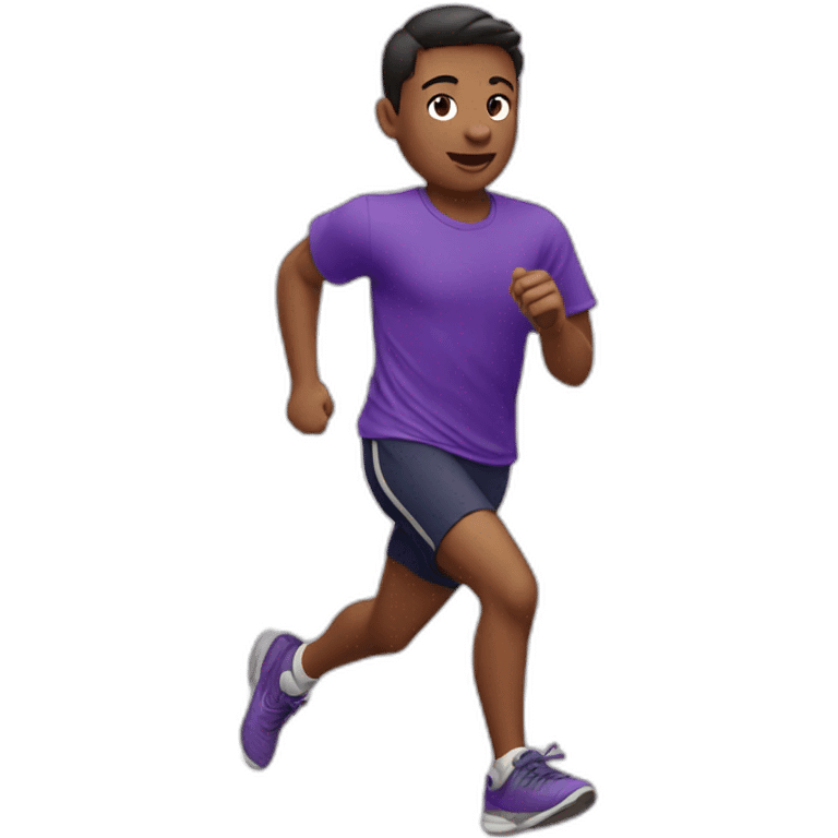 Boy Runner in purple T-shirt and swan logo emoji