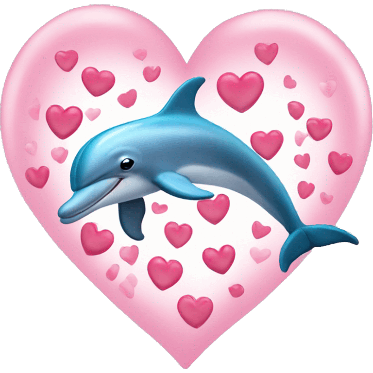 Dolphin jumping through heart emoji