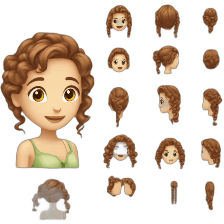 Fait moi de une fille avec les cheveux long châtain et boucles  emoji