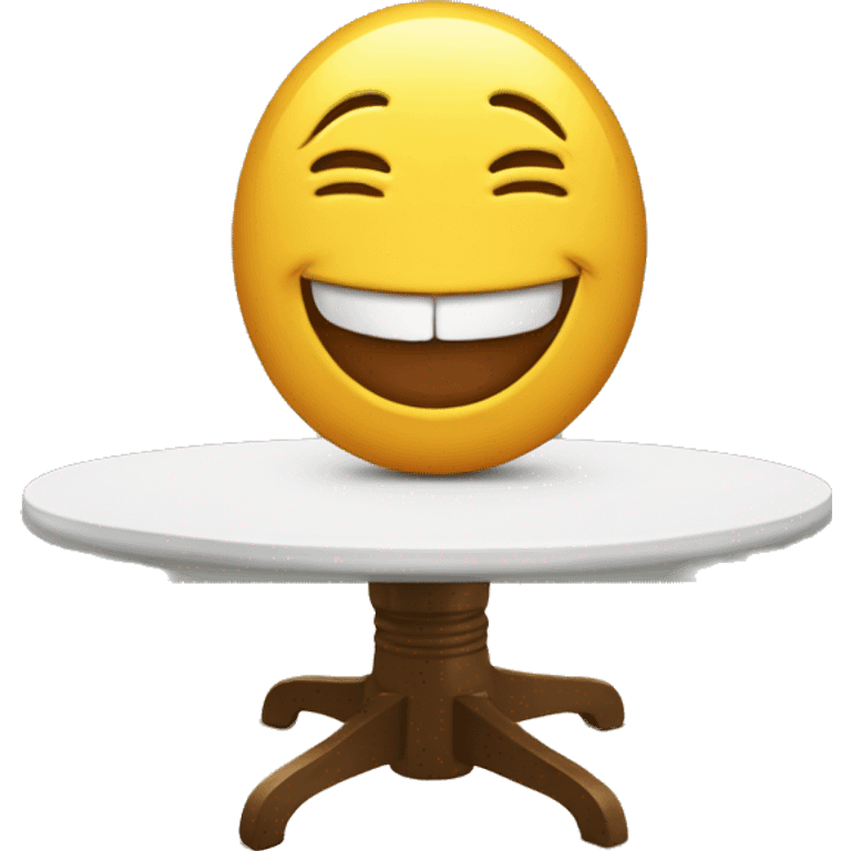 anthropomorphic table laughing emoji