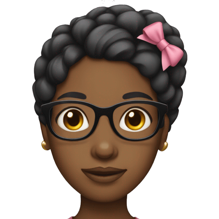 Black girl with glasses and a bow in her hair emoji