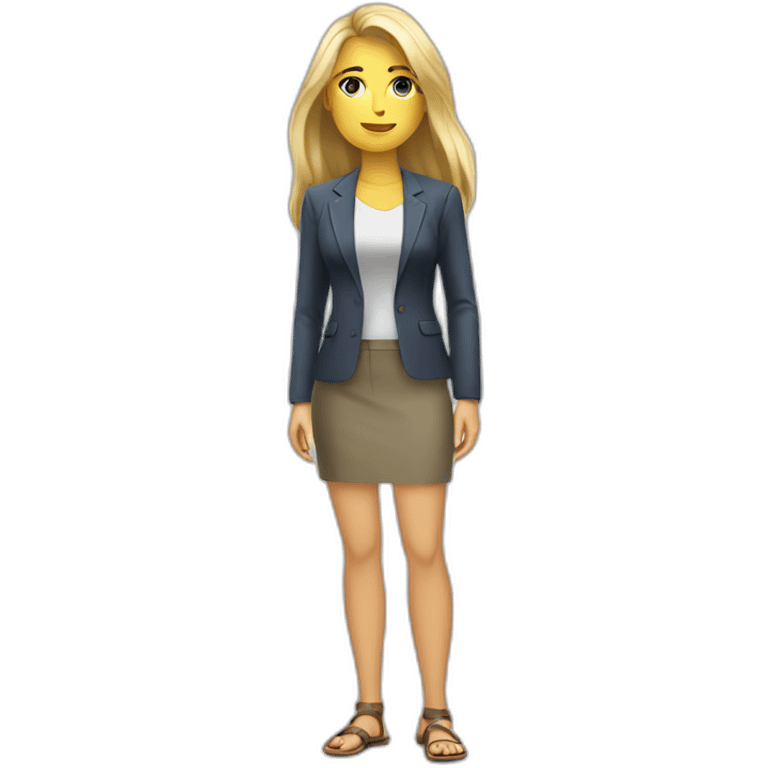 Nice women with blond Long hair full body with sandals and blazer emoji