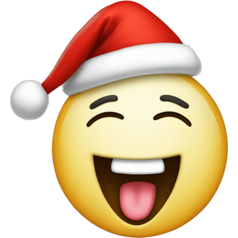 Laughing face middle finger Santa hat emoji