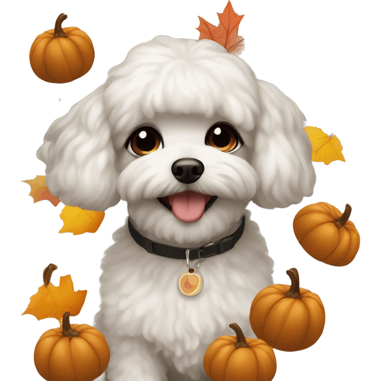 Black woman with a white maltipoo wishing a happy Thanksgiving  emoji