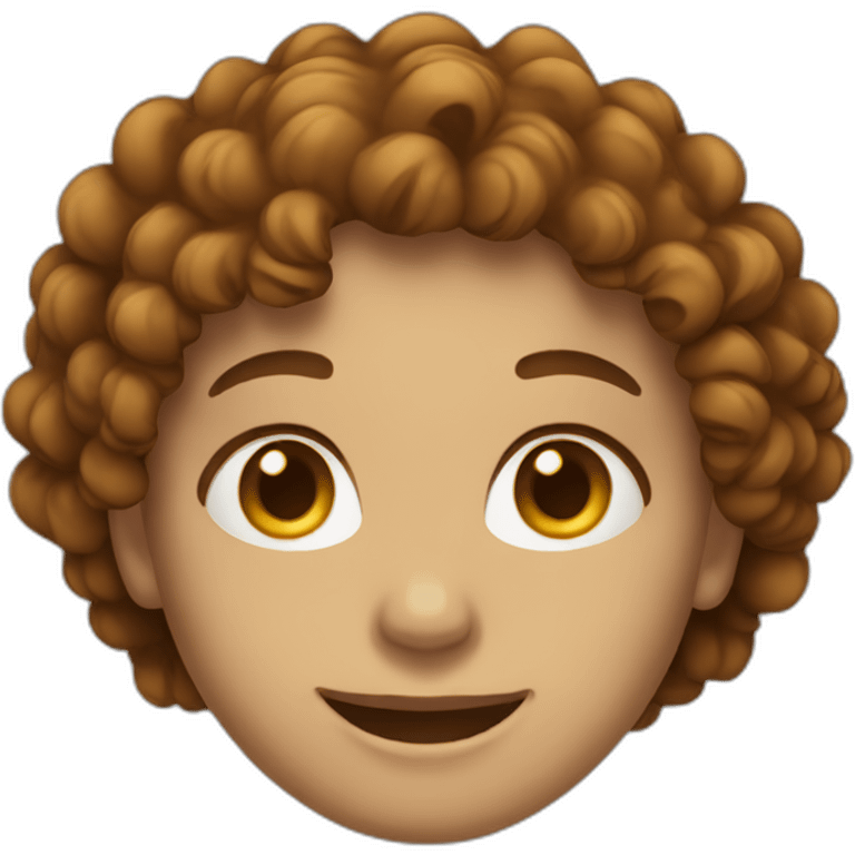 Face with height skin curly brown hair smiling emoji